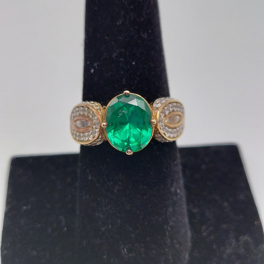 Vintage GOS 925 Faceted Green Stone and Cz. GC & Attractive. - Picture 7 of 11